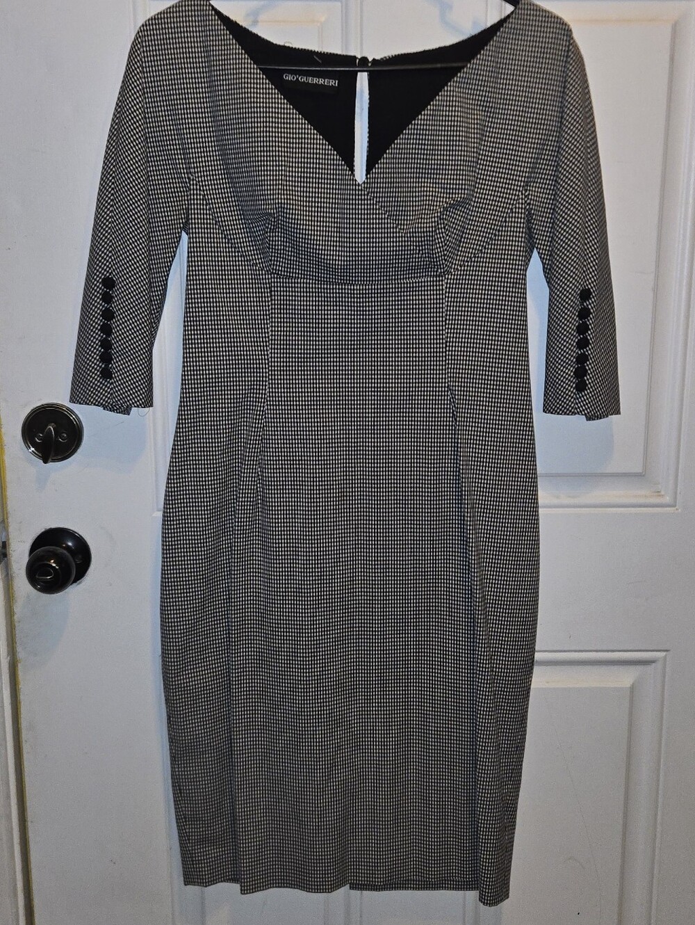​Gio' Guerreri Made in Italy Houndstooth Button Sleeve Sheath Dress